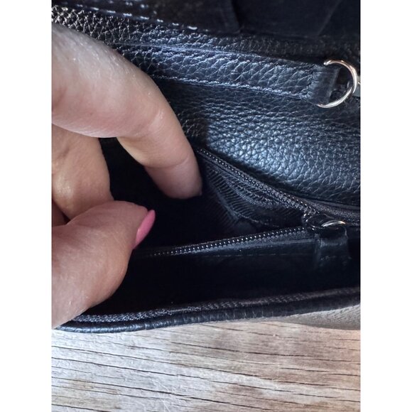 Brighton Black Croc Embossed Leather Organizer Wallet Mini Clutch Braided Handle - Picture 4 of 8